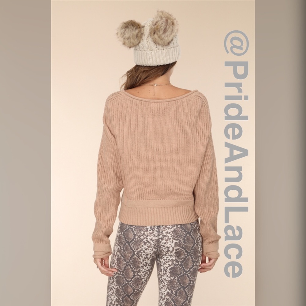 TAUPE CABLE KNIT SWEATER - Picture 4 of 4